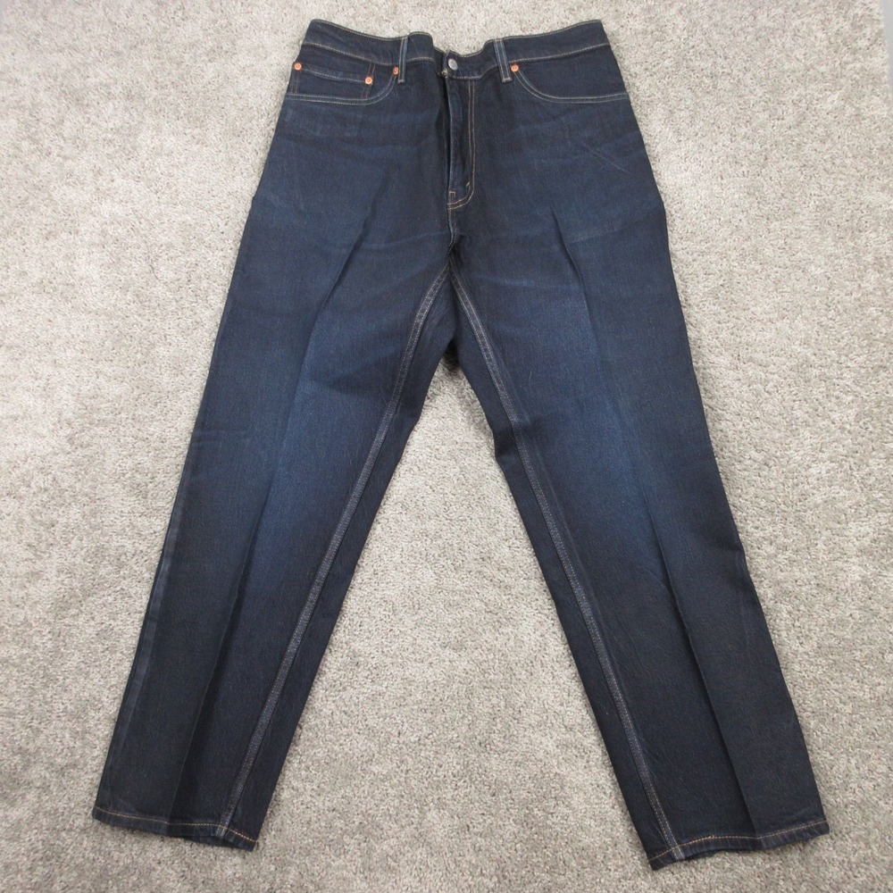 Levis Jeans Mens 34x30 (Tag 38x30) Blue 505 Regular Straight Dark‎ Denim Pants